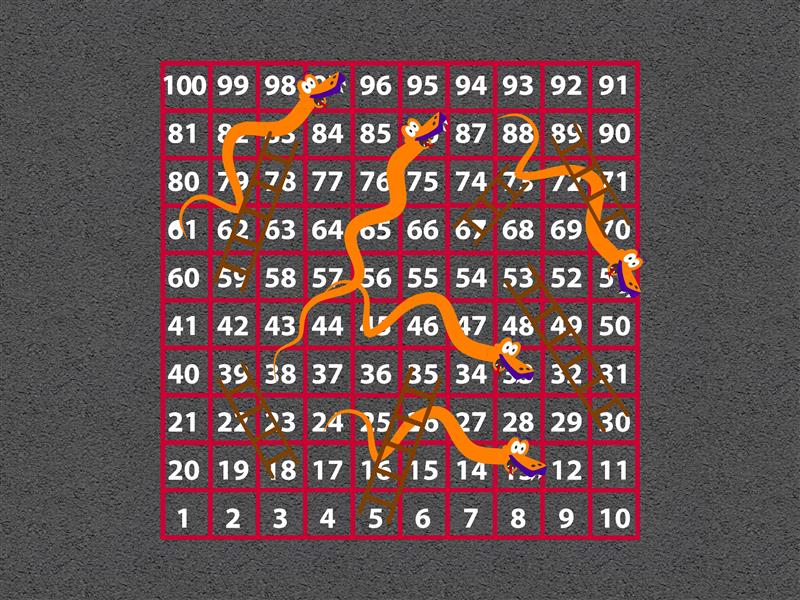 Technical render of a 1-100 Snakes and Ladders (Outline)